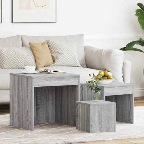 Tables Gigognes 3 Pièces Sonoma Gris Bois Contreplaqué