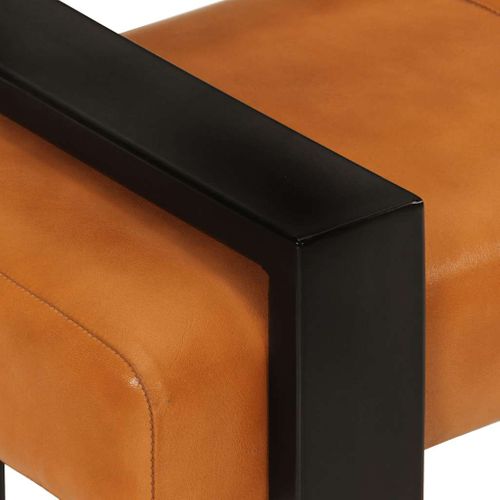 Banc Noir Et Marron 110 Cm Cuir De Chèvre Véritable