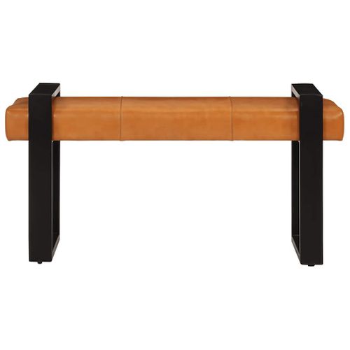 Banc Noir Et Marron 110 Cm Cuir De Chèvre Véritable