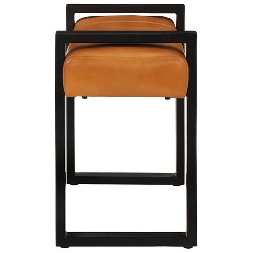 Banc Noir Et Marron 110 Cm Cuir De Chèvre Véritable