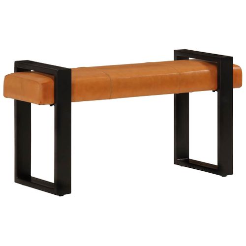 Banc Noir Et Marron 110 Cm Cuir De Chèvre Véritable