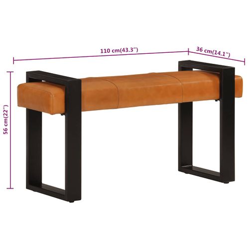Banc Noir Et Marron 110 Cm Cuir De Chèvre Véritable