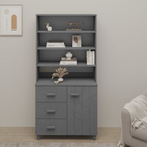 Buffet Hamar Bois Massif De Pin Gris Foncé