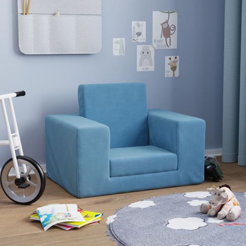 Canapé-lit Pour Enfants Bleu Peluche Douce