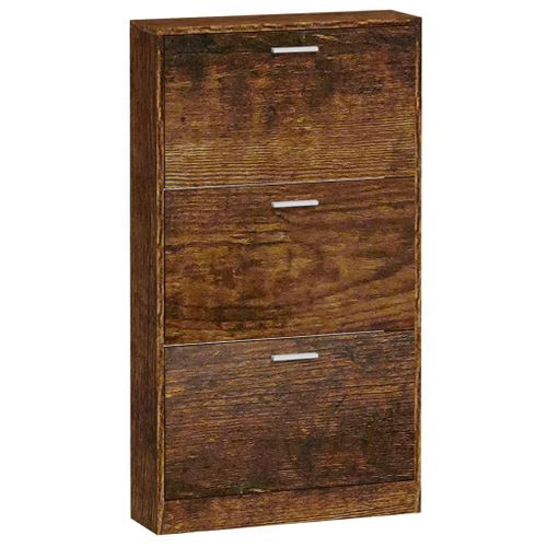 Armoire à Chaussures Chêne Fumé 59x17x108 Cm Bois Contreplaqué