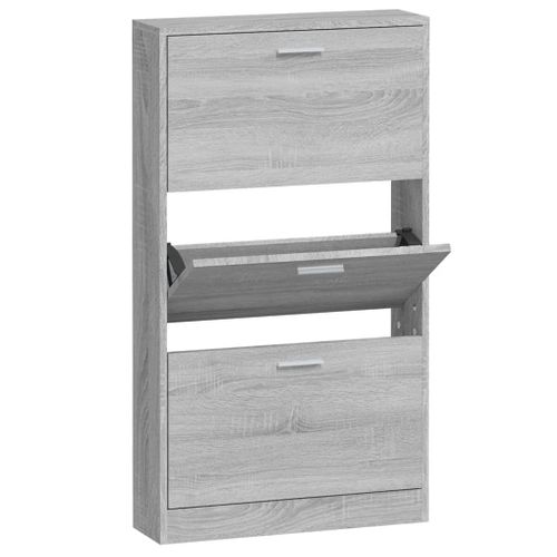 Armoire à Chaussures Sonoma Gris 59x17x108 Cm Bois Contreplaqué