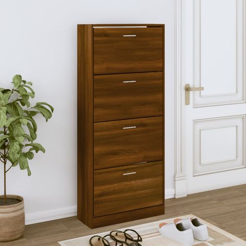 Armoire à Chaussures Chêne Marron 63x24x147cm Bois Contreplaqué