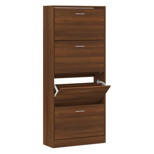 Armoire à Chaussures Chêne Marron 63x24x147cm Bois Contreplaqué