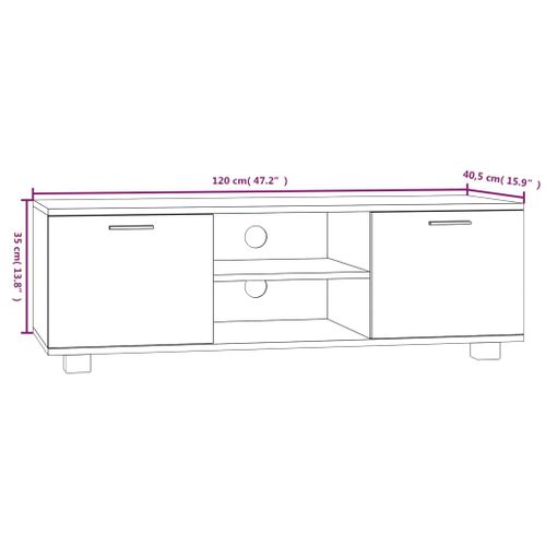 Meuble TV Chêne Fumé 120x40,5x35 Cm Bois Contreplaqué