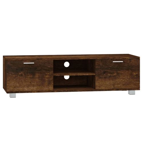 Meuble TV Chêne Fumé 140x40,5x35 Cm Bois Contreplaqué