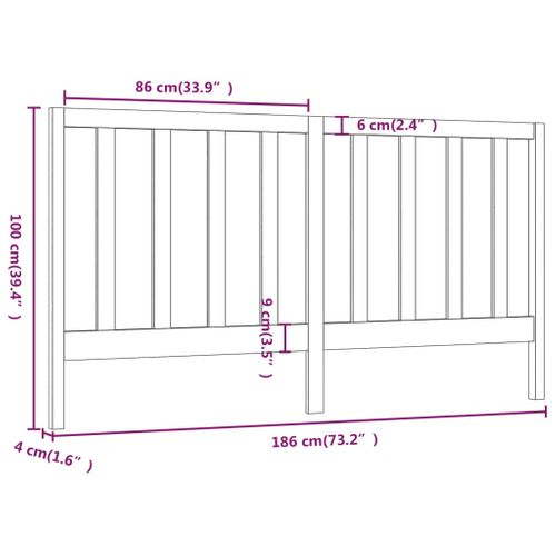 Tête De Lit Noir 186x4x100 Cm Bois Massif De Pin