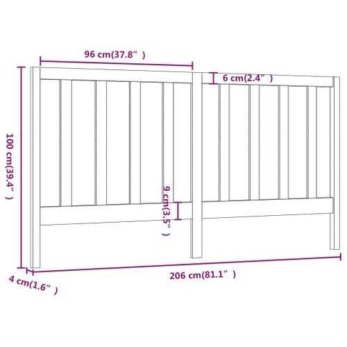 Tête De Lit Marron Miel 206x4x100 Cm Bois Massif De Pin