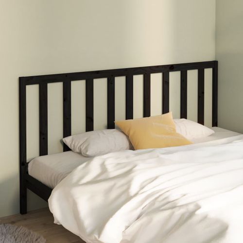 Tête De Lit Noir 186x4x100 Cm Bois Massif De Pin