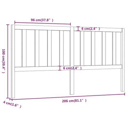 Tête De Lit Marron Miel 206x4x100 Cm Bois Massif De Pin