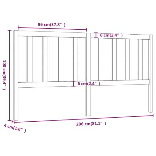 Tête De Lit Noir 206x4x100 Cm Bois Massif De Pin