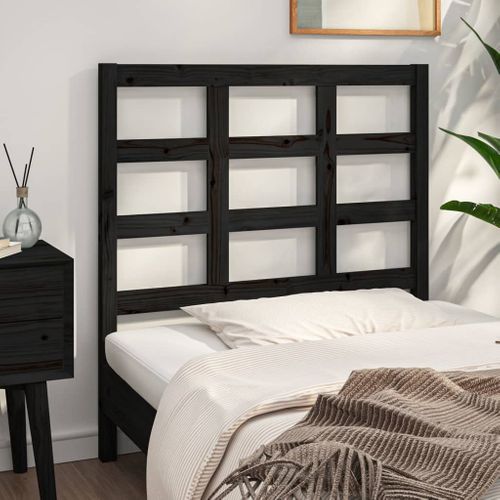 Tête De Lit Noir 95,5x4x100 Cm Bois Massif De Pin