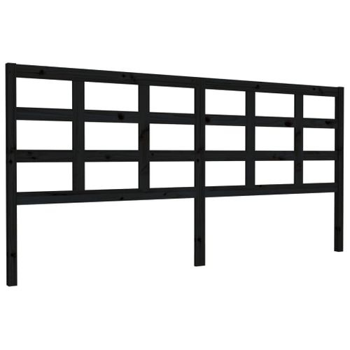 Tête De Lit Noir 205,5x4x100 Cm Bois Massif De Pin