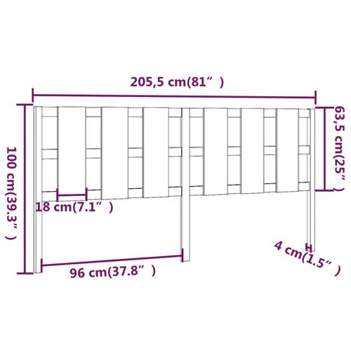 Tête De Lit Marron Miel 205,5x4x100 Cm Bois Massif De Pin