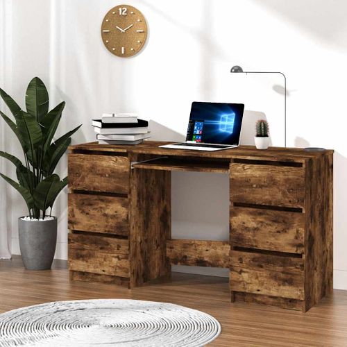 Bureau Chêne Fumé 140x50x77 Cm Bois Contreplaqué