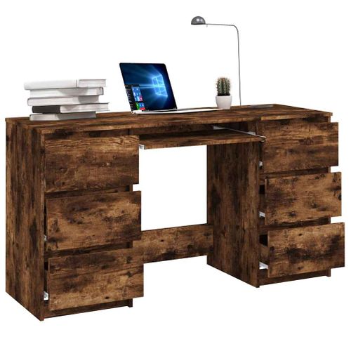 Bureau Chêne Fumé 140x50x77 Cm Bois Contreplaqué