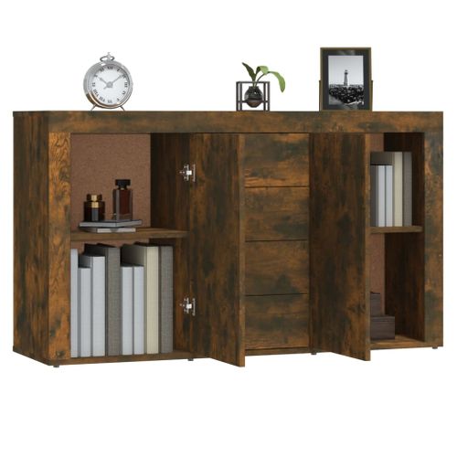 Buffet Chêne Fumé 120x36x69 Cm Bois Contreplaqué