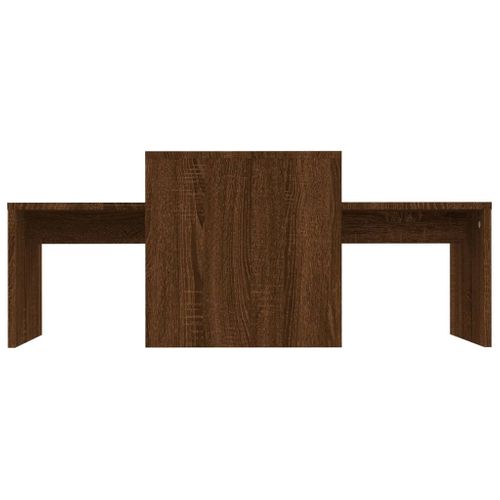 Ensemble Table Basse Chêne Marron 100x48x40cm Bois Contreplaqué
