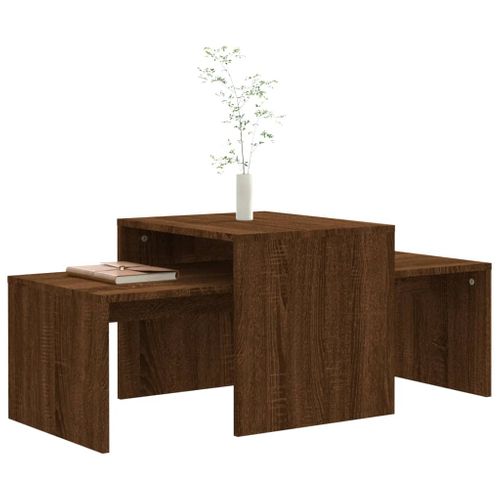 Ensemble Table Basse Chêne Marron 100x48x40cm Bois Contreplaqué