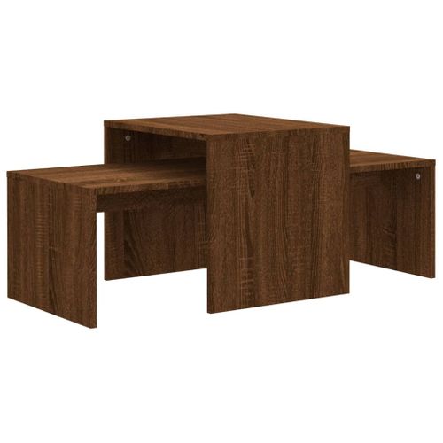Ensemble Table Basse Chêne Marron 100x48x40cm Bois Contreplaqué