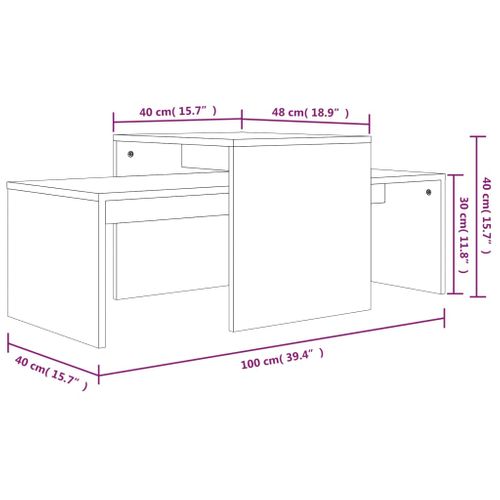Ensemble Table Basse Chêne Marron 100x48x40cm Bois Contreplaqué