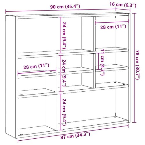 Étagère Murale Chêne Fumé 90x16x78 Cm Bois Contreplaqué