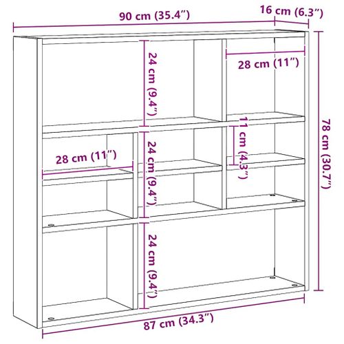 Étagère Murale Sonoma Gris 90x16x78 Cm Bois Ingénierie
