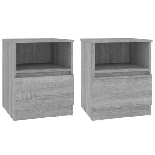 Tables De Chevet 2 Pièces Sonoma Gris 40x40x50cm Bois Contreplaqué