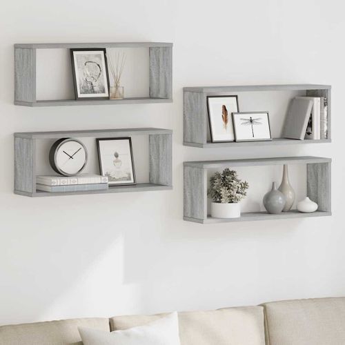 Étagères Murales Cube 4 Pièces Sonoma Gris 60x15x23 Cm Bois