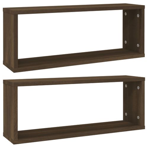 Étagères Murales Cube 2 Pièces Chêne Marron Bois D’ingénierie