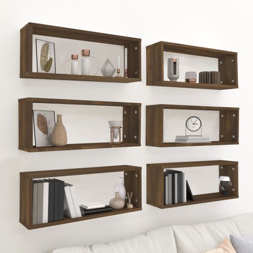 Étagères Murales Cube 6 Pièces Chêne Marron Bois D’ingénierie