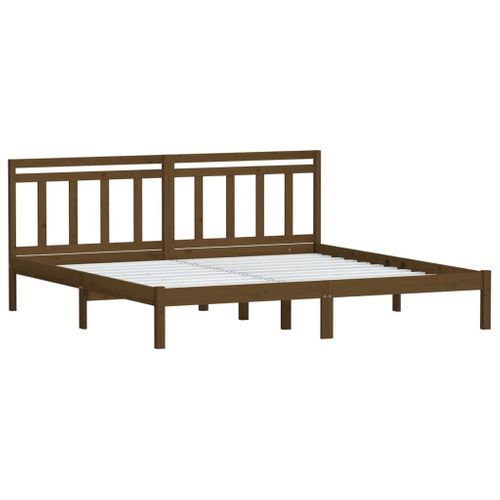 Cadre De Lit Sans Matelas Marron Miel Bois Massif 200x200 Cm