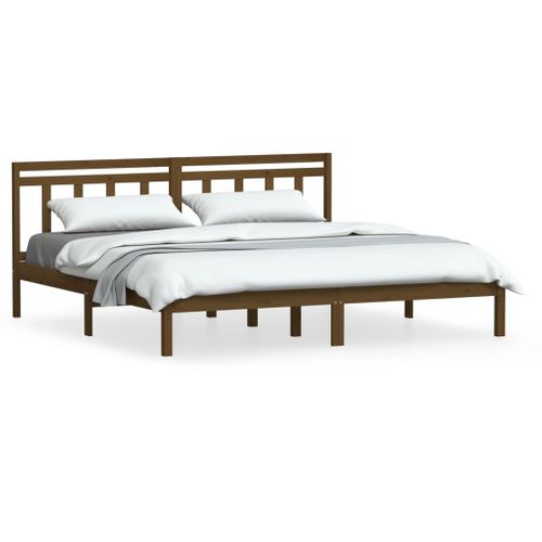 Cadre De Lit Sans Matelas Marron Miel Bois Massif 200x200 Cm