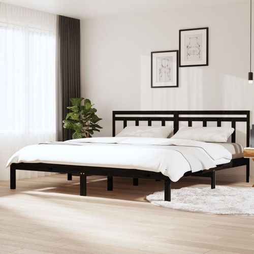 Cadre De Lit Sans Matelas Noir Bois Massif 200x200 Cm