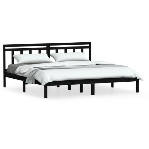Cadre De Lit Sans Matelas Noir Bois Massif 200x200 Cm