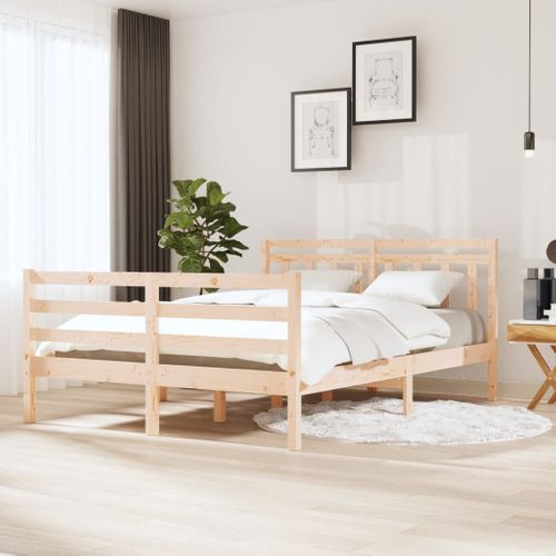 Cadre De Lit Sans Matelas Bois Massif 140x190 Cm