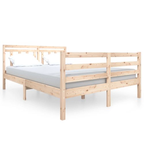 Cadre De Lit Sans Matelas Bois Massif 140x190 Cm