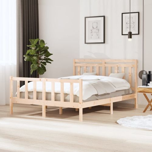 Cadre De Lit Sans Matelas Bois Massif 150x200 Cm