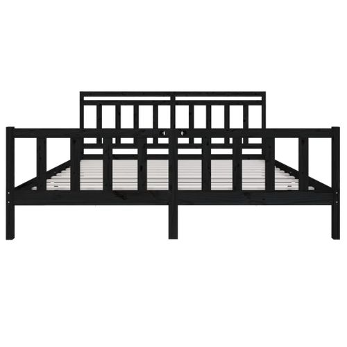 Cadre De Lit Sans Matelas Noir Bois Massif 200x200 Cm