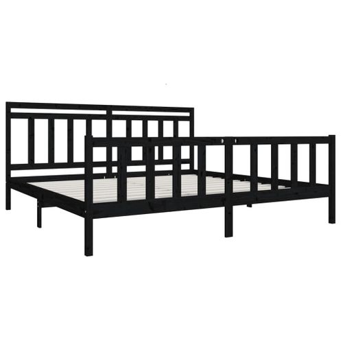 Cadre De Lit Sans Matelas Noir Bois Massif 200x200 Cm