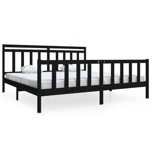 Cadre De Lit Sans Matelas Noir Bois Massif 200x200 Cm
