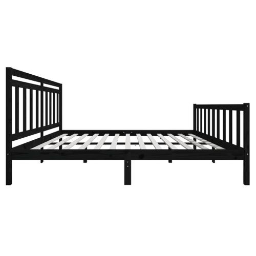 Cadre De Lit Sans Matelas Noir Bois Massif 200x200 Cm