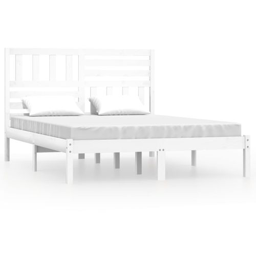 Cadre De Lit Sans Matelas Blanc Bois De Pin Massif 140x190 Cm