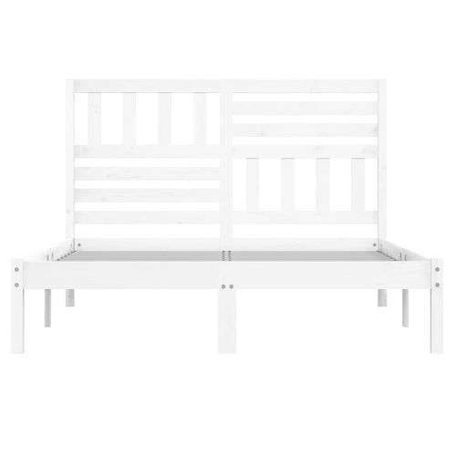 Cadre De Lit Sans Matelas Blanc Bois De Pin Massif 140x200 Cm