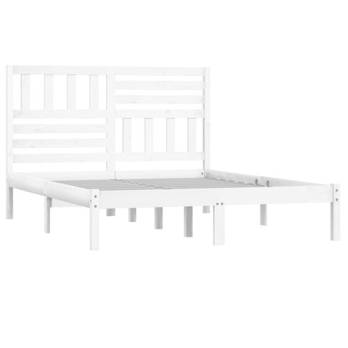 Cadre De Lit Sans Matelas Blanc Bois De Pin Massif 140x200 Cm