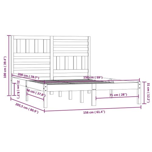 Cadre De Lit Sans Matelas Blanc 150x200 Cm Bois De Pin Massif